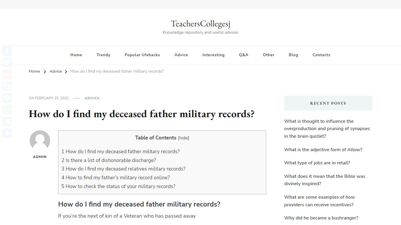 How do I find my deceased father military records?