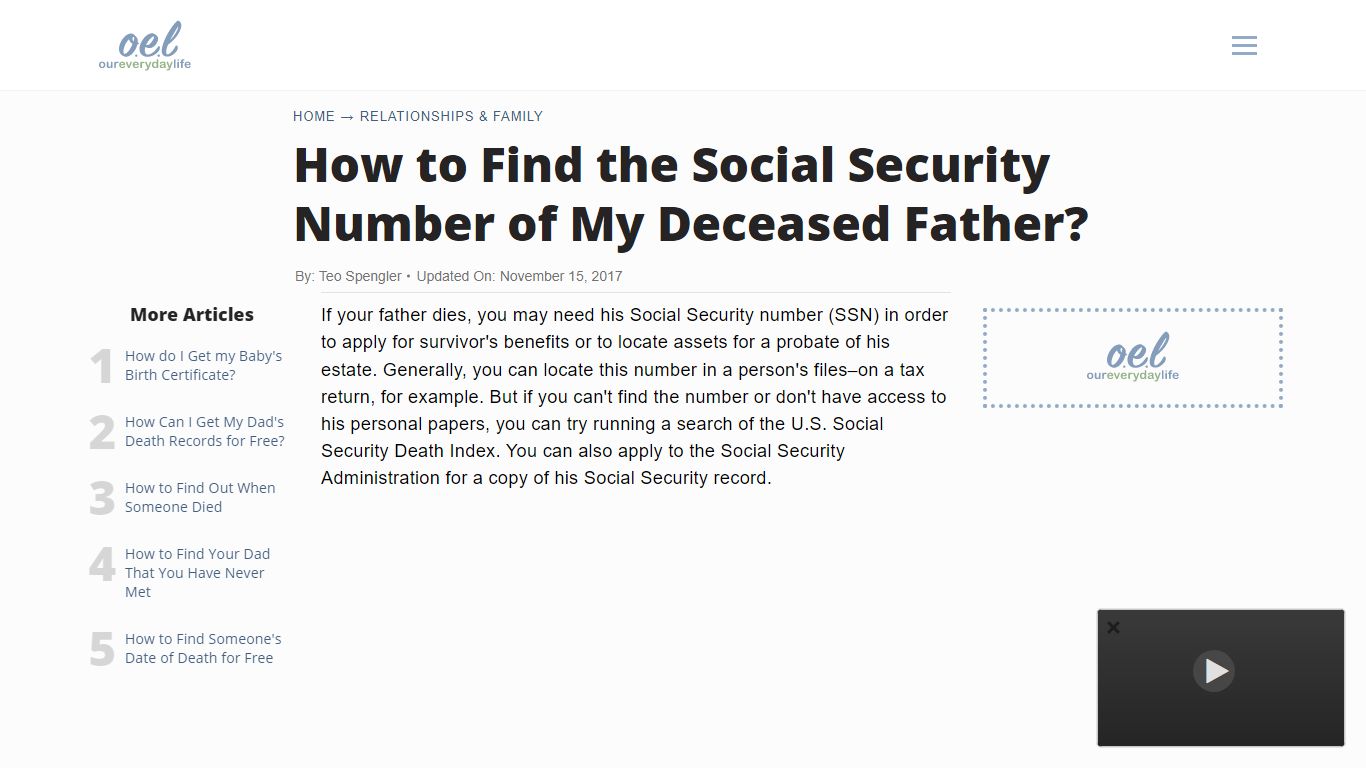 How to Find the Social Security Number of My Deceased Father?